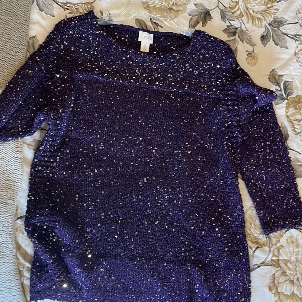 Chicos purple sparkling sweater size 2 / US 12